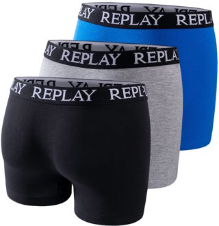 Replay Heren Onderbroeken 3-Pack Basic Boxers - Blauw - Maat XXL