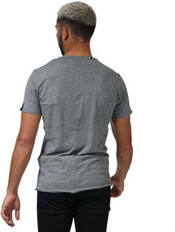 Replay katoenen T-shirt met onafgewerkte zoom voor heren, grijs - maat