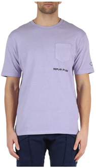 Replay Katoenen T-shirt met Voorzakje Replay , Purple , Heren - 2Xl,Xl,L,M