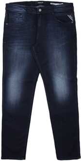 Replay Men's Replay Anbass Power Stretch Slim Fit Jeans in Dark Blue Blauw - 32 Kort
