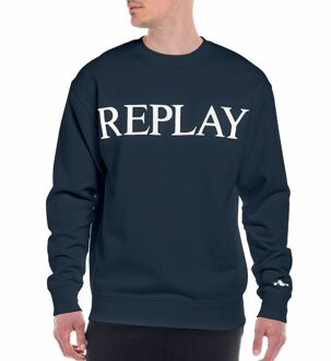 Replay Pure Logo Sweater Heren donker blauw - wit - XL