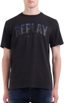 Replay Shirt Heren zwart - blauw - XXL