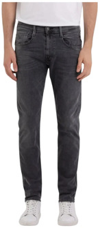 Replay Slim Fit Anbass Jeans in Zwart Hyperflex Denim Replay , Gray , Heren - W31,W30,W34