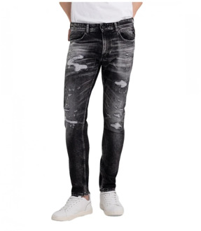 Replay Stijlvolle Broken Edge Slim-Fit Jeans Replay , Gray , Heren - W33 L32,W32