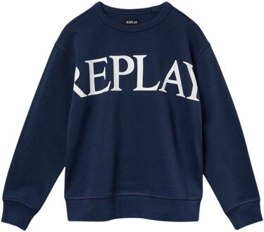 Replay Sweater Junior donkerblauw - wit - 140
