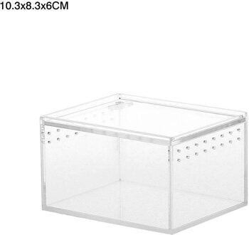 Reptiel Fokkerij Doos Acryl Transparante Schuifdeur Cover Reptiel Tank Insect Spiders Schildpad Hagedis Voerbox Terrarium 10.3x8.3x6CM