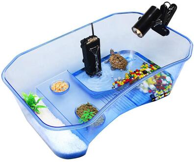 Reptiel Schildpad Schildpad Vivarium Doos Aquarium Tank Met Koesteren Oprit blauw
