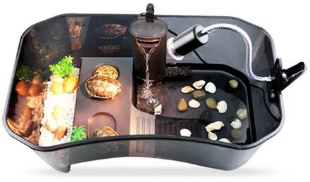 Reptiel Schildpad Schildpad Vivarium Doos Aquarium Tank Met Koesteren Oprit zwart