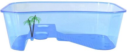 Reptile Vivarium Doos Schildpad Schildpad Met Koesteren Ramp Tank Fokken Voedsel Tool H056 blauw