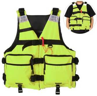 Rescue Waarschuwing Vissen Vest Met Fluitje Hoge Drijfvermogen Reddingsvest Multifunctionele Multi Pocket Buiten Vissen Leven Vest geel / M