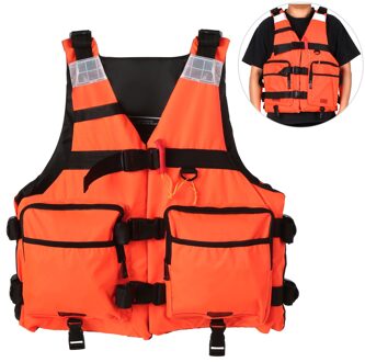 Rescue Waarschuwing Vissen Vest Met Fluitje Hoge Drijfvermogen Reddingsvest Multifunctionele Multi Pocket Buiten Vissen Leven Vest Oranje / M