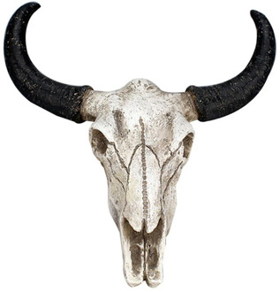 Resin Longhorn Cow Skull Head Wall Hanging Decor 3D Animal Wildlife Sculpture Figurines Crafts Horns For Home Halloween Decor