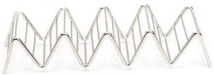 Restaurant Eten Display Rvs Taco Holder Rack Mexicaanse Eten Hard Stand Houdt Soft Shell Wave Vorm Keuken Accessoires 4 grids