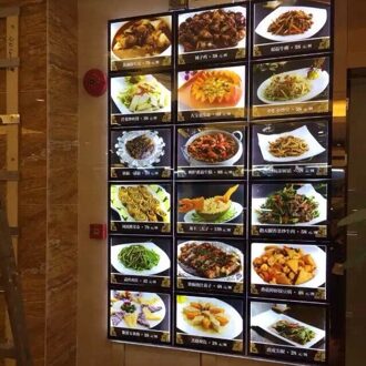 Restaurant Wandmontage Acryl LED Back-lit Menu Panel Display A4 Magnetische Licht Dozen