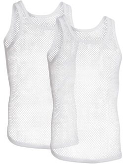 Resteröds 2 stuks Organic Cotton Net Singlet * Actie * Wit - Small,Medium,Large,X-Large,XX-Large