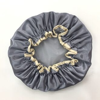 Resuable Lace Elastische Band Bad Haar Caps Waterdichte Douche Cap Hoed Bad Douche Bouffant Cap Voor Vrouwen Dubbele Gelaagde Douche hoed donker grijs