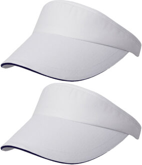 Result 2x stuks zonneklep sport wit/donkerblauw voor volwassenen
