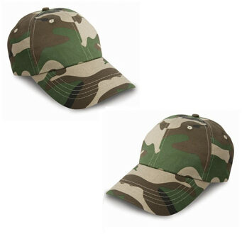 Result Camouflage baseballcap - Set van 2x stuks - groen - petje - volwassenen - Legercaps