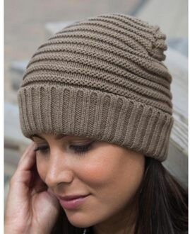 Result Gebreide wintermuts Hamar - voor mannen/vrouwen - beige/taupe - herenmuts - Acryl - One size