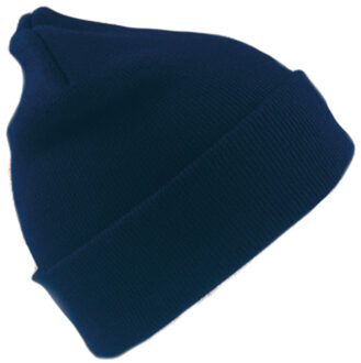 Result Heren/dames Beanie Wintermuts - donkerblauw - 100% acryl wol - warme mutsen - Dubbel dikke stof - One size