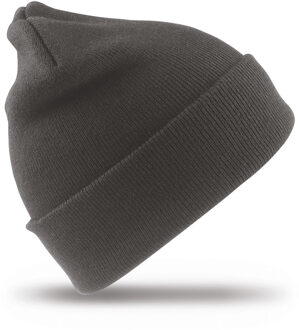 Result Heren/dames Beanie Wintermuts - donkergrijs - 100% acryl wol - warme mutsen - Dubbel dikke stof One size