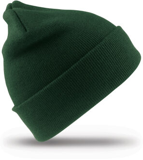Result Heren/dames Beanie Wintermuts - donkergroen - 100% acryl wol - warme mutsen - Dubbel dikke stof - One size