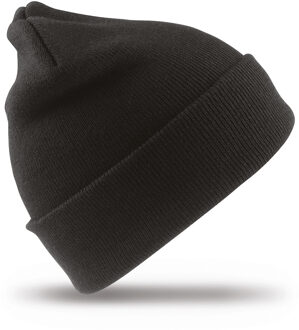 Result Heren/dames Beanie Wintermuts - zwart - 100% acryl wol - warme mutsen - Dubbel dikke stof One size