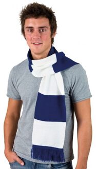 Result Sjaal gestreept - blauw met wit - volwassenen - acryl - 160 x 22 cm - supporters - verkleden