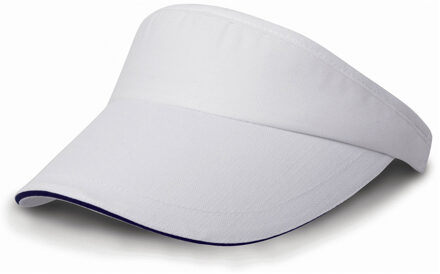 Result Sport zonneklep - wit/donkerblauw - volwassenen - katoen - klittenband verstelbaar