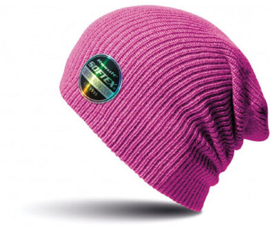 Result Warme gebreide Beanie wintermuts in het fuchsia roze voor volwassenen - Damesmutsen / herenmutsen - 100% polyacryl