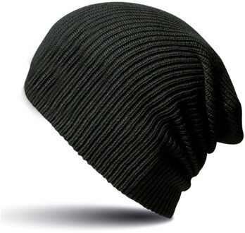 Result Warme gebreide Beanie wintermuts in het zwart voor volwassenen - Damesmutsen / herenmutsen - 100% polyacryl