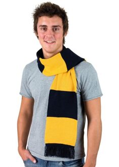 Result Winter sjaal gestreept - volwassenen - geel met zwart - Acryl - 160 x 22 cm