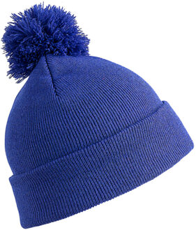 Result Wintermuts - met pom pom - blauw - volwassenen - dames/ heren - muts - 100% acryl - One size