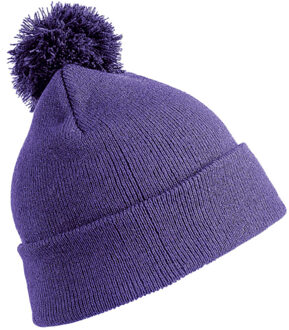 Result Wintermuts - met pom pom - paars - volwassenen - dames/ heren - muts - 100% acryl - One size