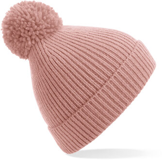Result Wintermuts - roze - met pompom - gebreid - muts voor volwassenen - One size