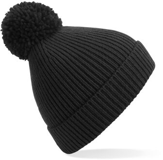Result Wintermuts - zwart - met pompom - gebreid - wintermuts - voor volwassenen - One size