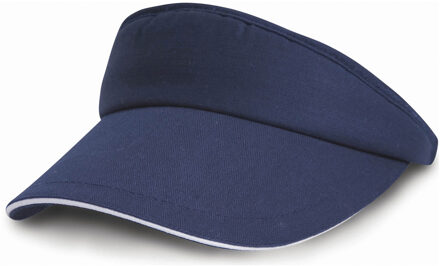 Result Zonneklep petje navy blauw/wit voor volwassenen - Katoenen donkerblauwe/witte zonnekleppen met klittenbandsluiting - Dames/heren