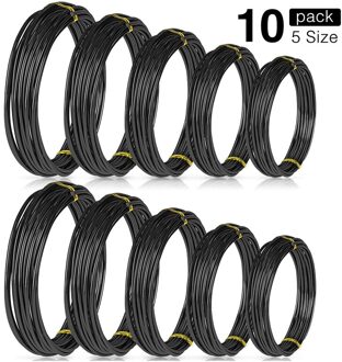 Retail 10 Rolls Bonsai Draden Geanodiseerd Aluminium Bonsai Training Draad In 5 Maten-1.0 Mm, 1.5 Mm, 2.0 Mm, 2.5 Mm, 3.0 Mm Zwart