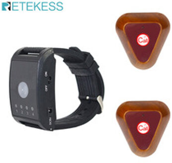 Retekess 4 Kanaals Restaurant Oproepsysteem 1 Horloge Pager + 2 Call Knoppen Oproep Ober Draadloze Pager Kantoor Bar F4411A