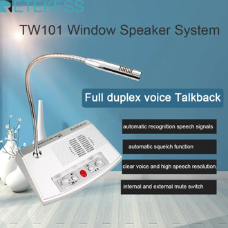 Retekess TW101 3W 2 Way Window Intercom System Interphone Bank Speaker for Restaurant Office Pharmacy Station Hall Clinic