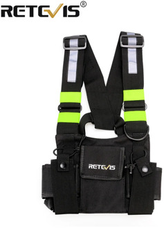 Retevis HB02 Black Fluorescent Double Chest Bag For Portable Two Way Radio Adjustable Shoulder Length Bag For Walkie-talkie
