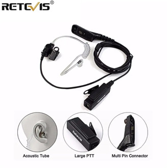 Retevis R-1M21 Large PTT Mic Headset Acoustic Tube Earpiece For Motorola DP4800 DP4801 XPR6550 DGP4150 P8268 Walkie Talkie etc.