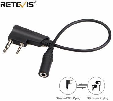 Retevis TCK01 2Pin to 3.5mm Female Phone Audio Earpiece Transfer Cable For Retevis RT21 RT22 RT24 RT7 RT27 H777 Walkie Talkie