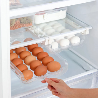 Retractable Refrigerator Hanging Drawer Egg Storage Box Rolled Design Eggs Fresh Organize Basket