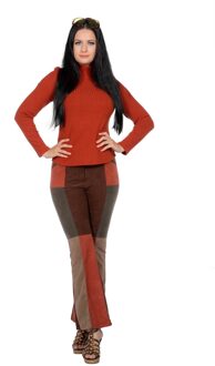 Retro 70's Outfit Dames Oranje, Bruin - Kastanje, Multikleur - Print