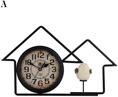 Retro Antieke Ijzeren Mute Desktop Land Huis Wekker Thuis Woonkamer Decor zwart A