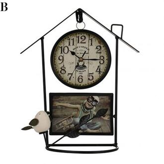 Retro Antieke Ijzeren Mute Desktop Land Huis Wekker Thuis Woonkamer Decor zwart B