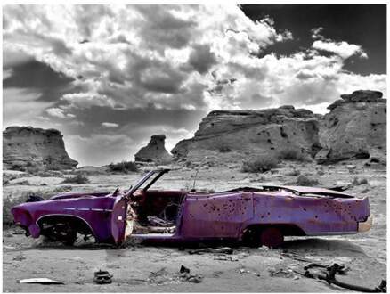 Retro Auto Op De Colorado Desert Vlies Fotobehang 400x309cm
