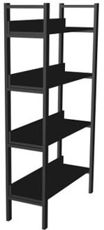 Retro Boekenkast met 4 planken 30x80x144 cm - Zwart/Bruin