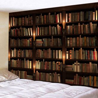 Retro Boekenplank Kaars Print Stof Tapijt Decor Art Tafelkleden Sprei Picknickdeken Strand Gooien Wandtapijten Slaapkamer 230x150cm (90x59in)